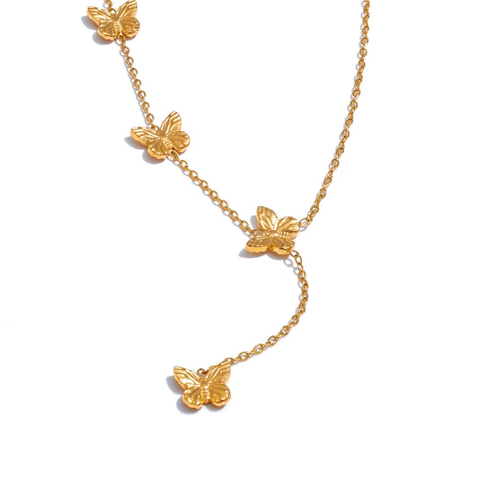Butterfly chain abstract pendant collar necklace - product image