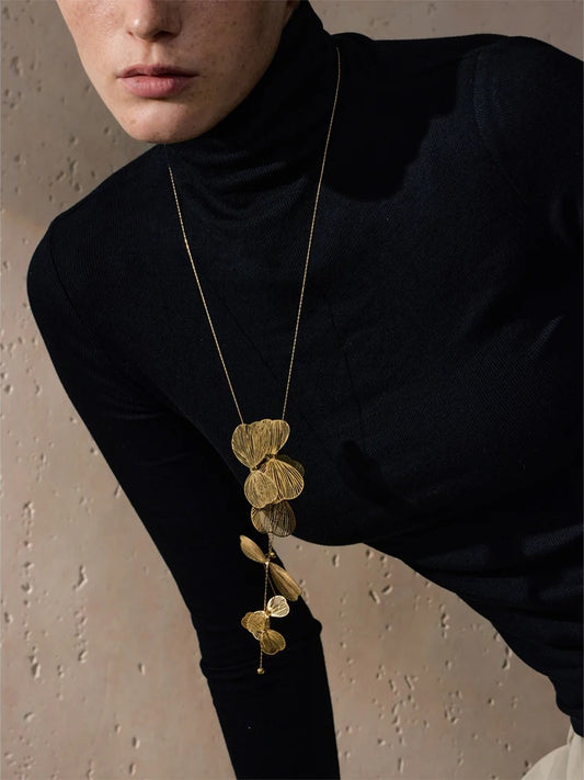 Butterfly long pendant sweater chain necklace - product image