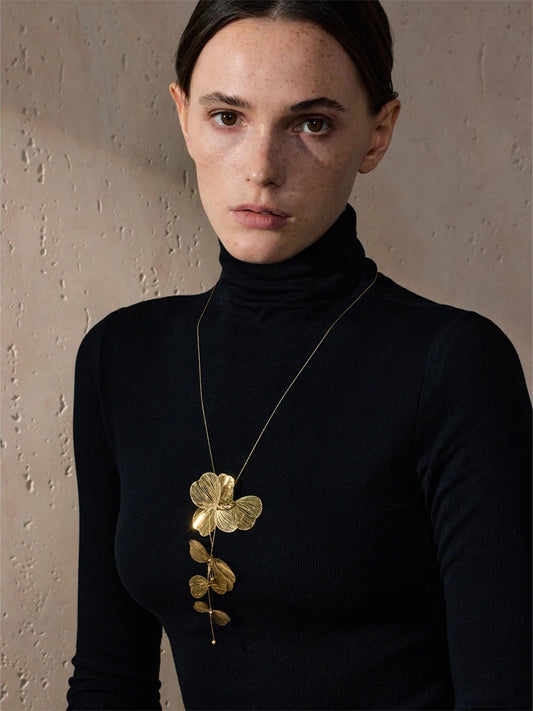 Butterfly long pendant sweater chain necklace - product image