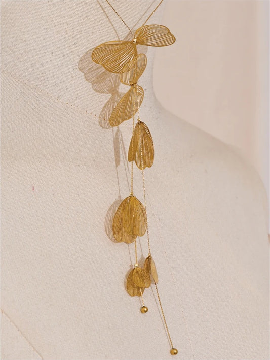 Butterfly long pendant sweater chain necklace - product image