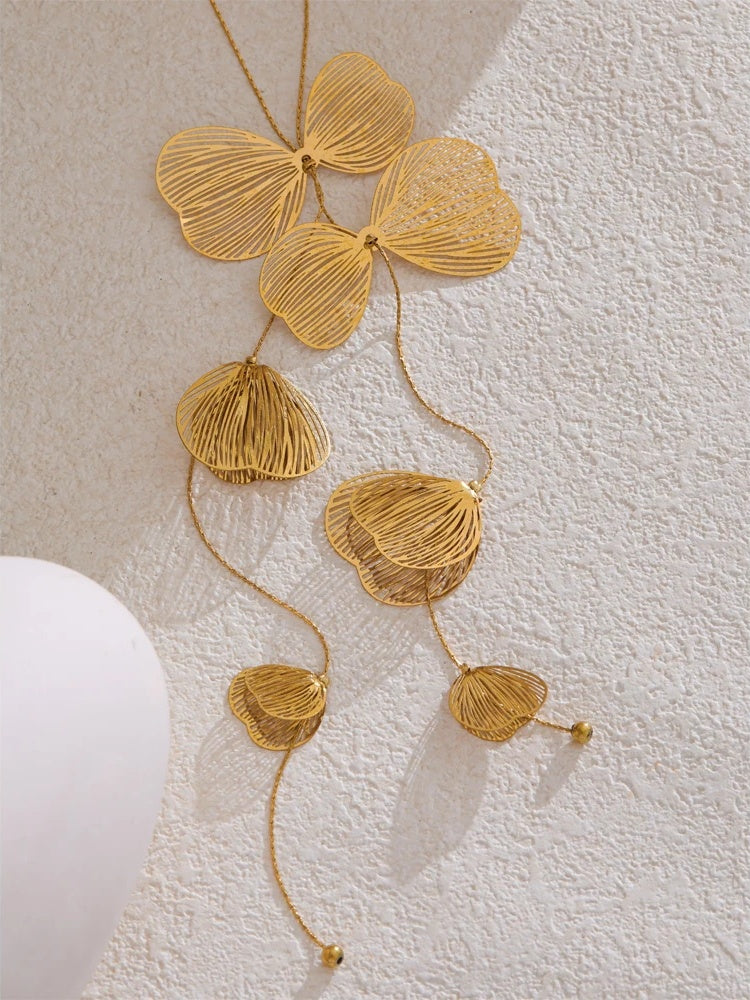 Butterfly long pendant sweater chain necklace - product image