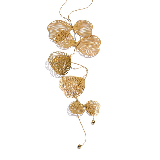 Butterfly long pendant sweater chain necklace - product image