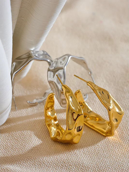 C shape contemporary hoop earrings for women - product image