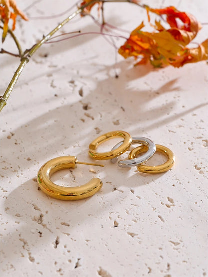 C-shape ear bone clip stainless steel earrings set - product image