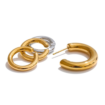 C-shape ear bone clip stainless steel earrings set - product image