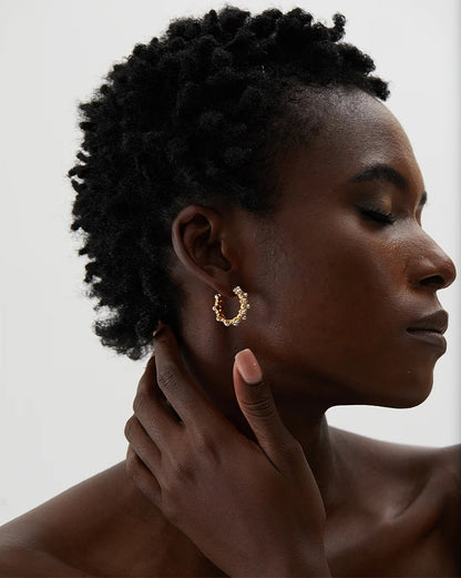 C-shape imitation pearl chic hoop earrings - product image