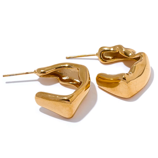 C shape irregular hoop earrings - product image