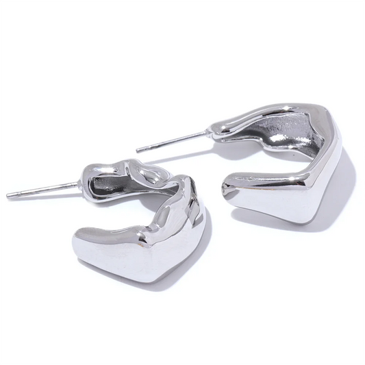 C shape irregular hoop earrings - product image
