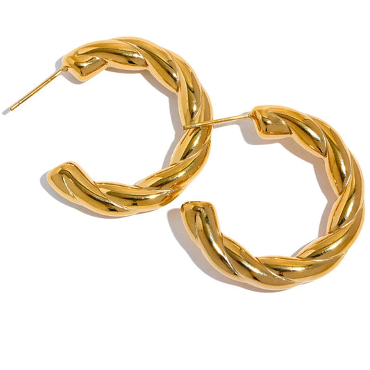 C shape twisted daily wear hoop earrings - product image