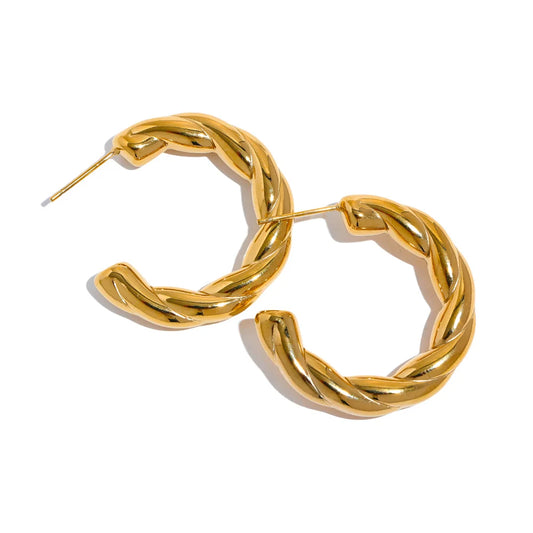 C shape twisted daily wear hoop earrings - product image