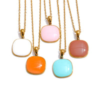 Candy Color Square Modern Pendant Necklace Women