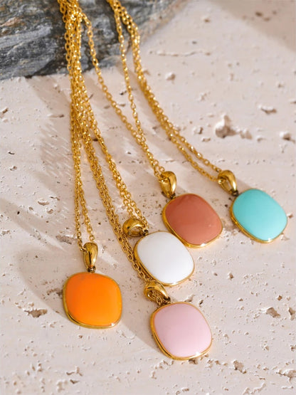 Candy color square modern pendant necklace women - product image