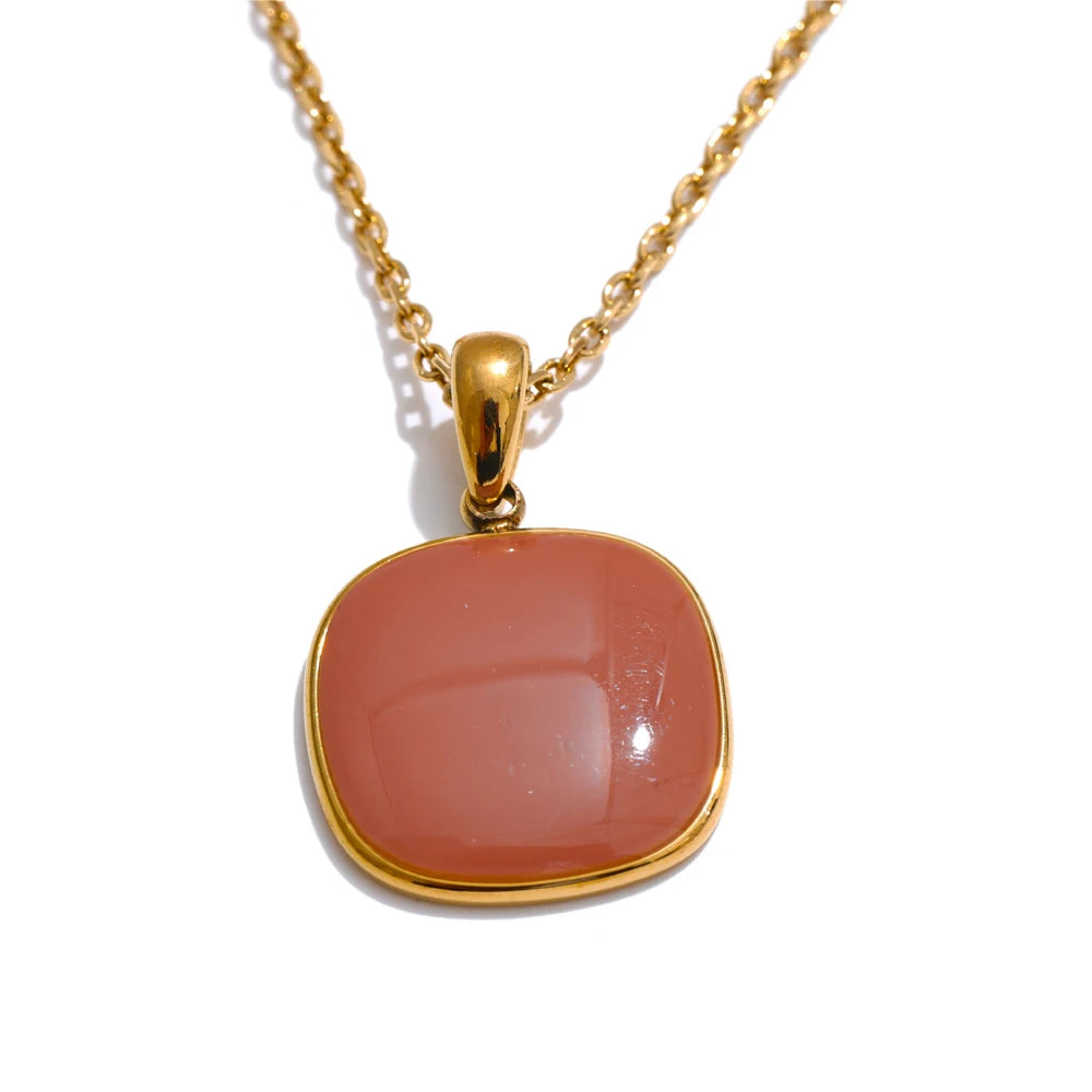 Candy color square modern pendant necklace women - product image