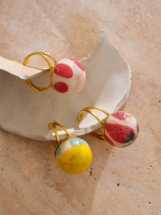 Candy enamel round strawberry pineapple ring - product image