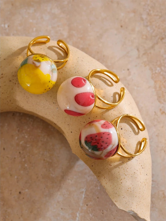Candy enamel round strawberry pineapple ring - product image