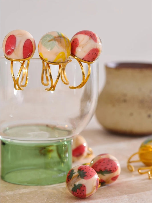 Candy enamel round strawberry pineapple ring - product image