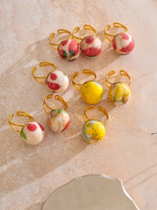 Candy enamel round strawberry pineapple ring - product image