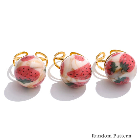 Candy enamel round strawberry pineapple ring - product image