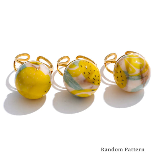 Candy enamel round strawberry pineapple ring - product image