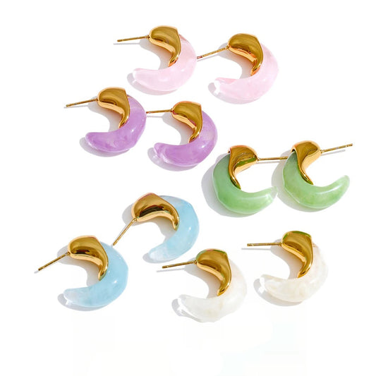 Candy resin acrylic c shape huggie earrings - product image