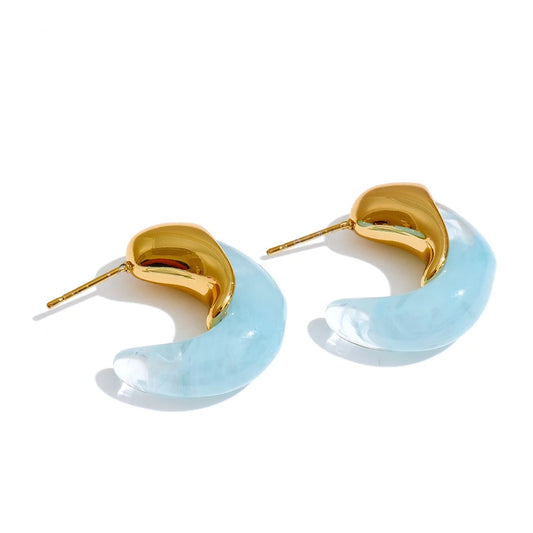 Candy resin acrylic c shape huggie earrings - product image