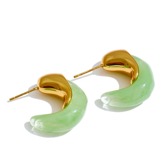 Candy resin acrylic c shape huggie earrings - product image