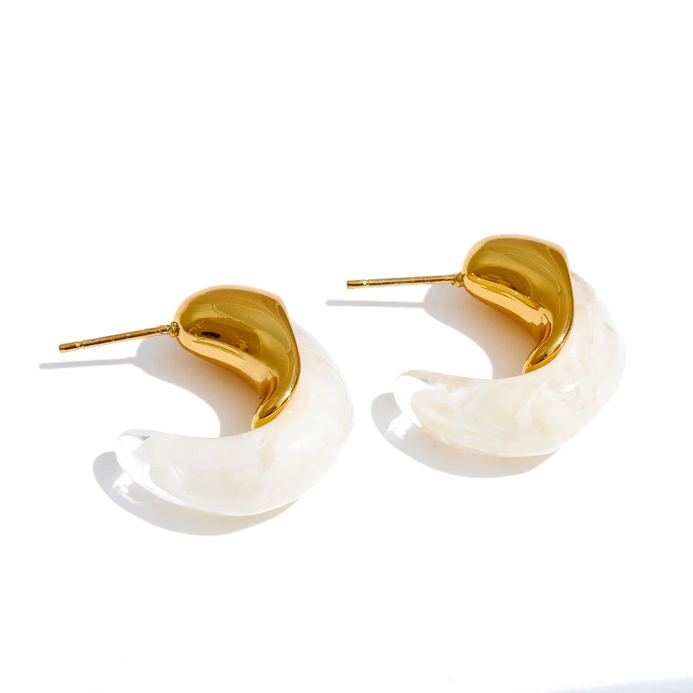 Candy resin acrylic c shape huggie earrings - product image