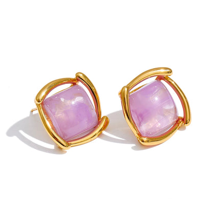 Candy resin acrylic square colorful stud earrings - product image