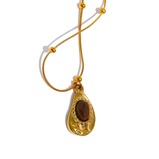 Cashew natural tiger stone pendant necklace - product image