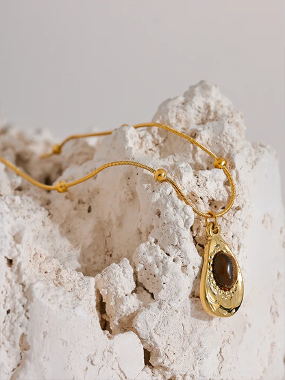 Cashew natural tiger stone pendant necklace - product image