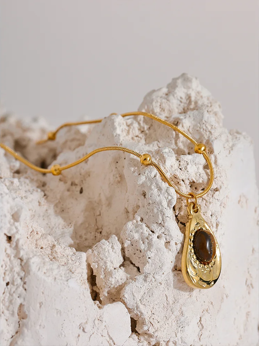 Cashew natural tiger stone pendant necklace - product image