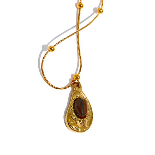 Cashew natural tiger stone pendant necklace - product image