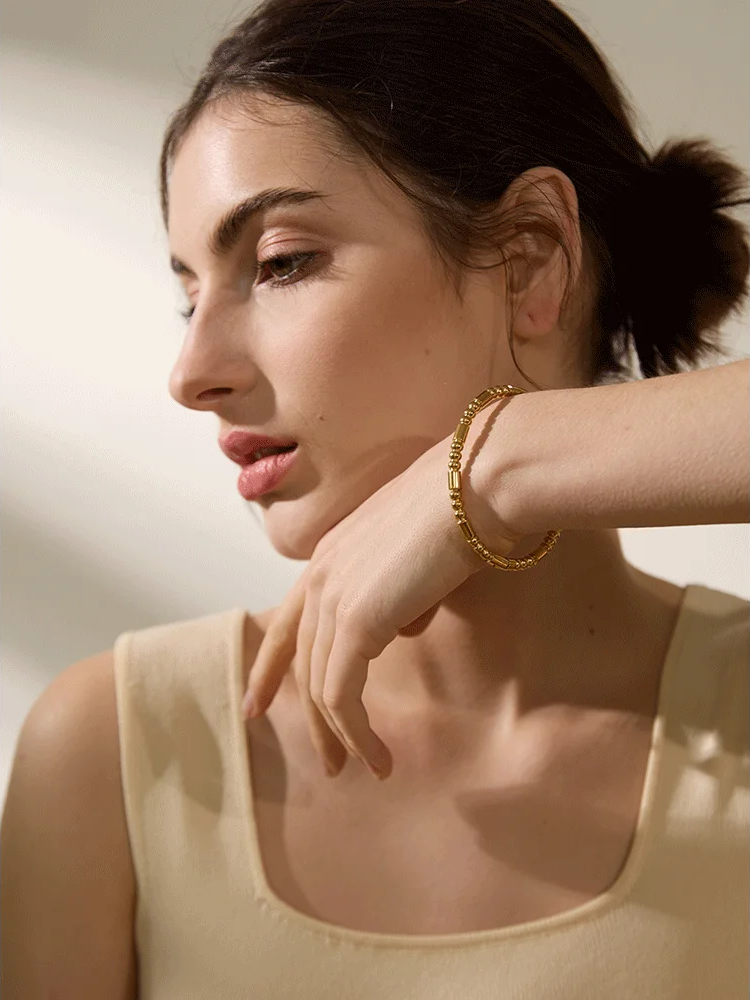 Cast bead statement bangle bracelet - product image