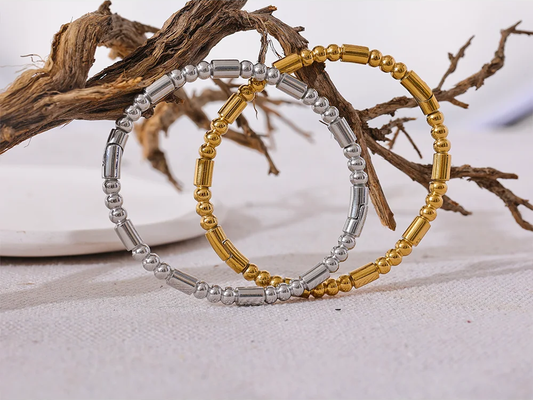 Cast bead statement bangle bracelet - product image