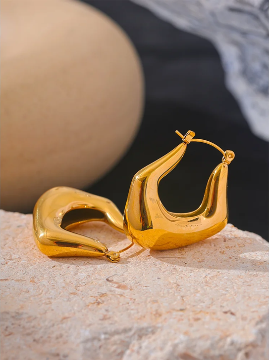 Cast chunky abstract hoop earrings - product image