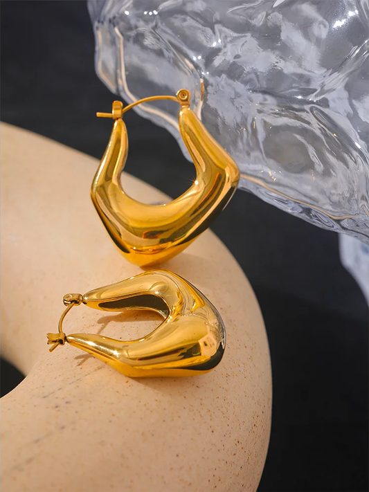Cast chunky abstract hoop earrings - product image