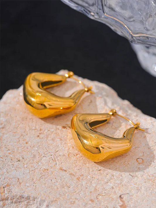 Cast chunky abstract hoop earrings - product image