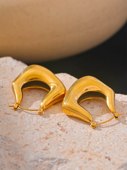 Cast chunky abstract hoop earrings - product image