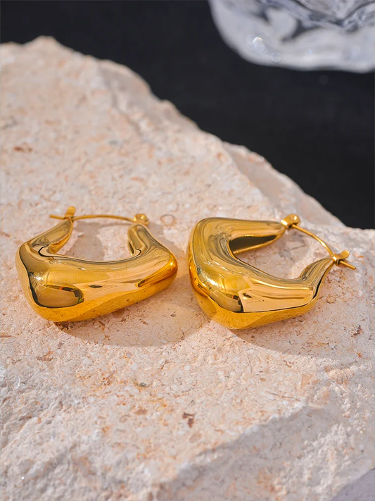 Cast chunky abstract hoop earrings - product image