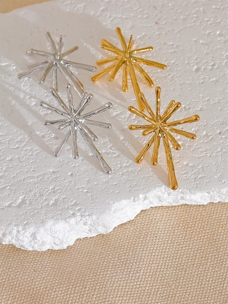 Cast textured firework minimalist stud earrings - product image