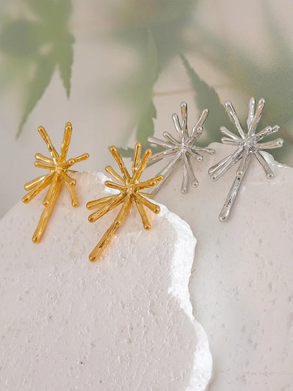 Cast textured firework minimalist stud earrings - product image