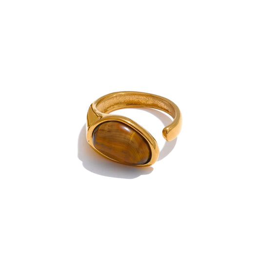 Casting open minimalist tiger shell stone ring women - product image