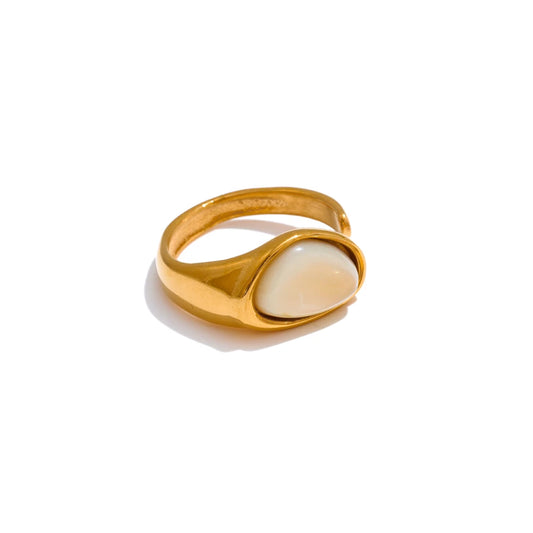 Casting open minimalist tiger shell stone ring women - product image