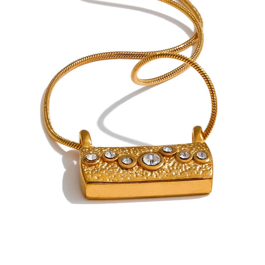Casting zircon rectangle pendant necklace - product image