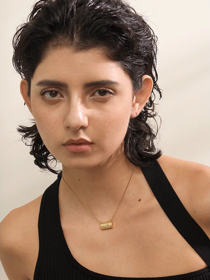 Casting zircon rectangle pendant necklace - product image
