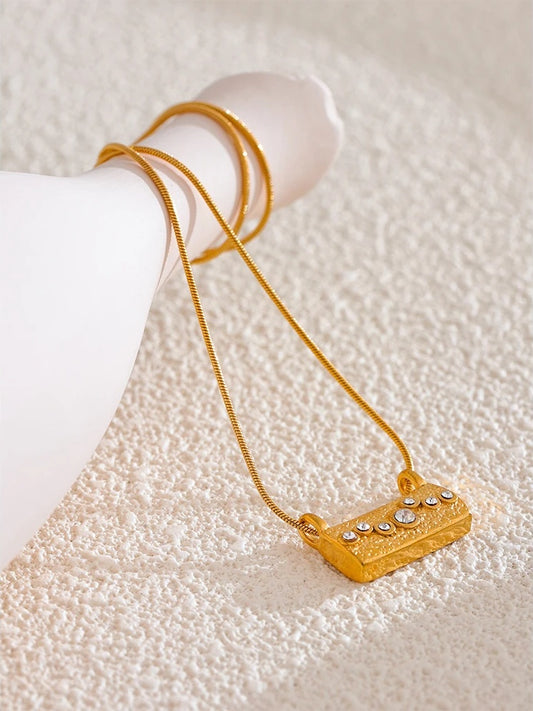 Casting zircon rectangle pendant necklace - product image