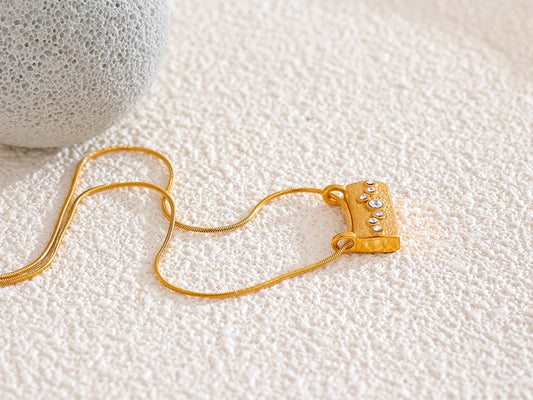 Casting zircon rectangle pendant necklace - product image