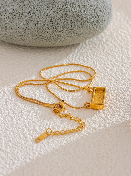 Casting zircon rectangle pendant necklace - product image