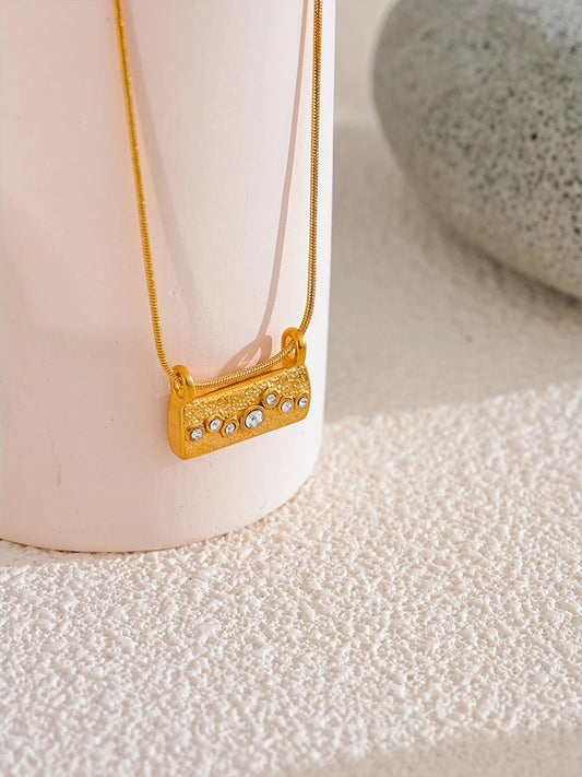 Casting zircon rectangle pendant necklace - product image