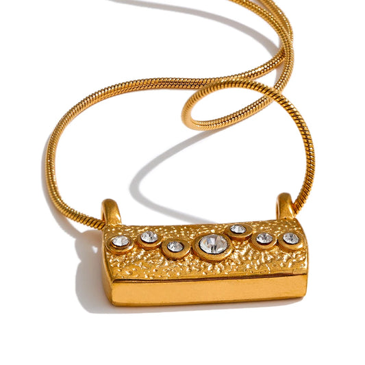 Casting zircon rectangle pendant necklace - product image